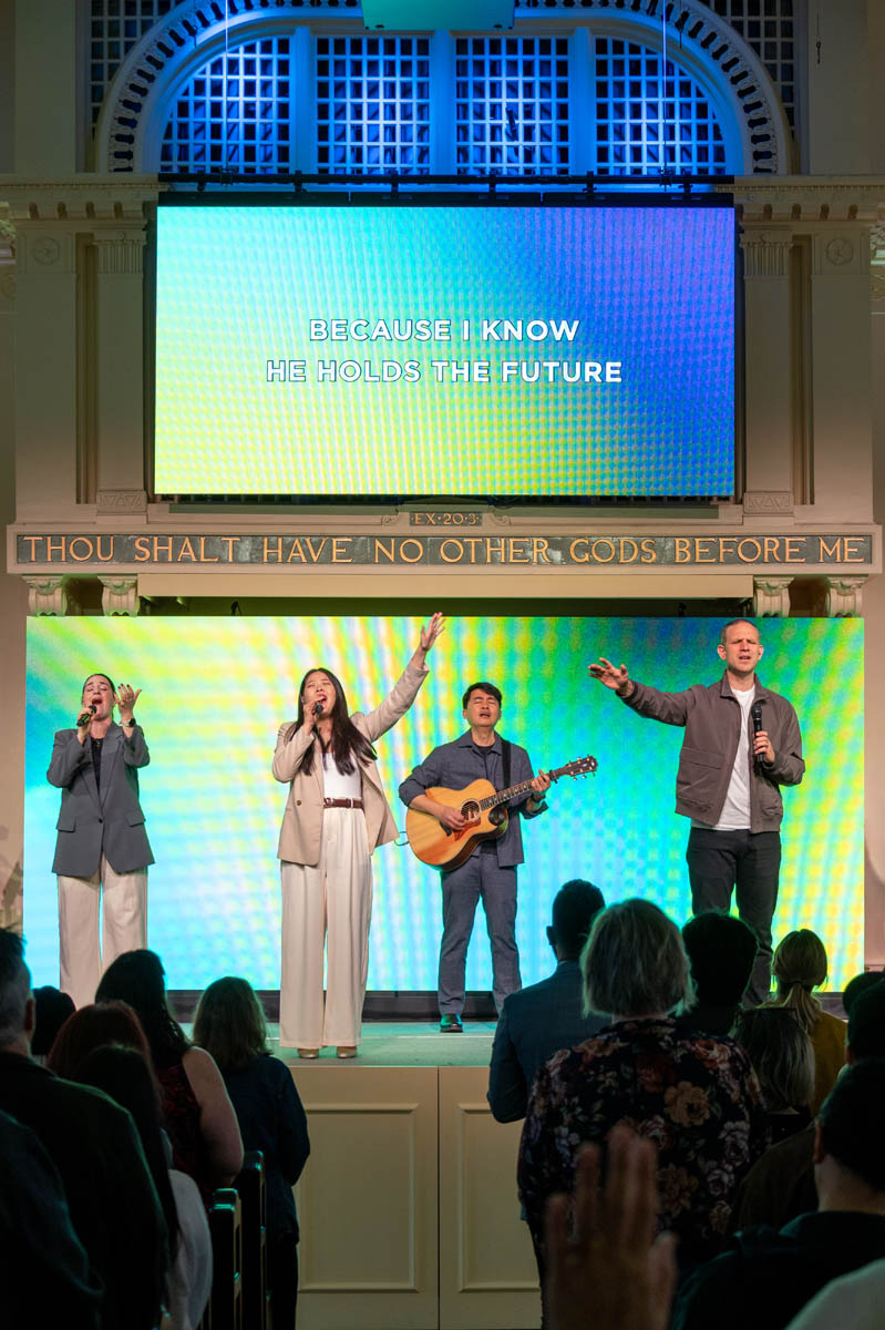 Worship team leading an inspiring praise and worship service